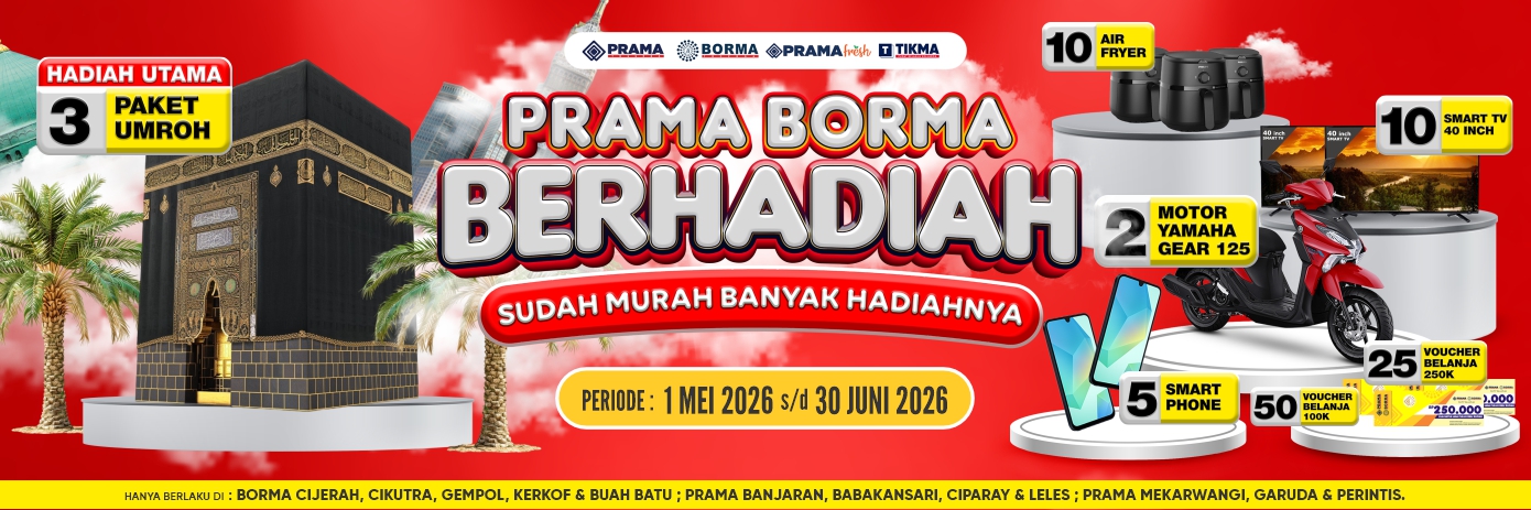 Prama Borma Berhadiah 2026 – Hadiah Utama 3 Paket Umroh, Motor Yamaha, Smart TV