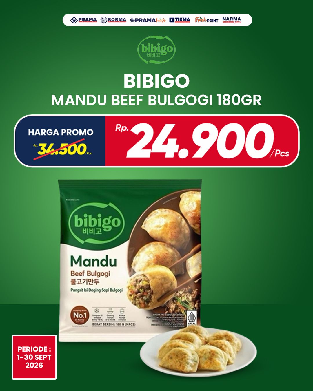 Promo MANDU BEEF BULGOGI 180GR