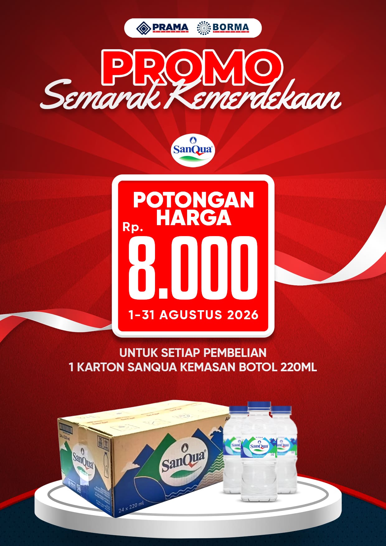 Promo SANQUA kemasan botol 220ml 1 karton