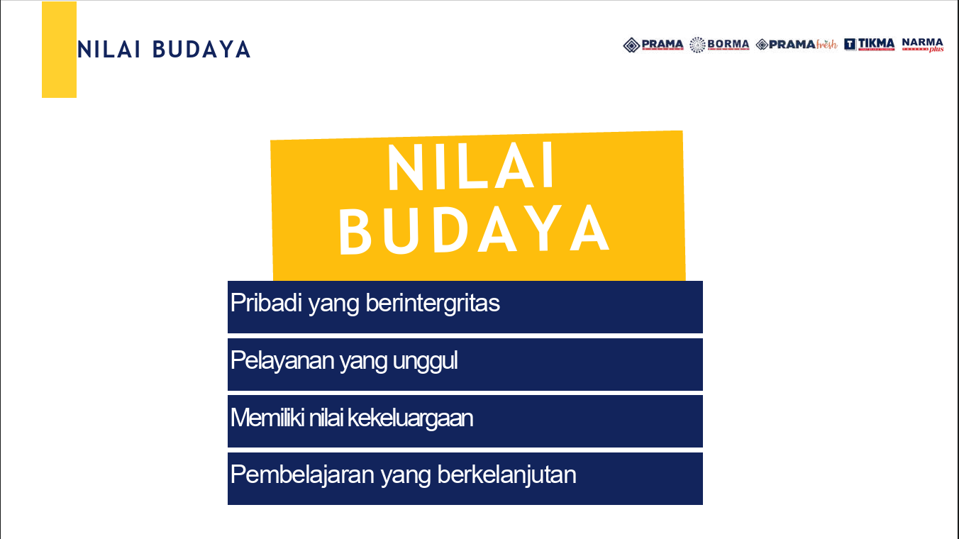 Nilai Budaya Perusahaan Prama Borma Toserba